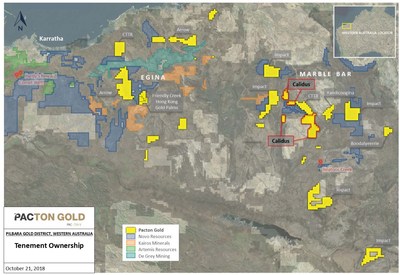 Figure 1. Pacton Pilbara Gold Exploration Projects (CNW Group/Pacton Gold Inc.)