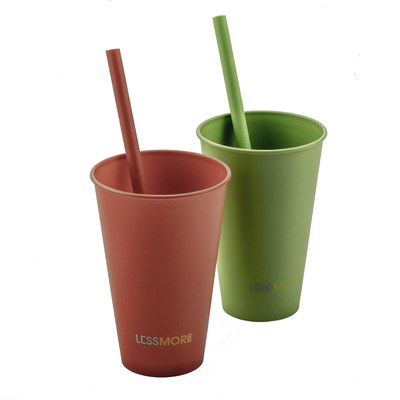 Reusable and recyclable foodservice cups, lids, and straws from Joinease Hong Kong Ltd., made with plant-based NuPlastiQ BioPolymer from BioLogiQ, Inc.