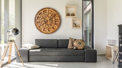 Large Handmade Wooden Wall Clock For Living Room