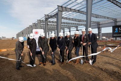 Air Canada and its partners held a ceremony in Edmonton today to highlight construction of a new facility for Air Canada Cargo and Ground Services Equipment. (CNW Group/Air Canada)