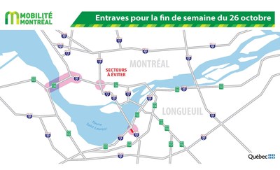 Entraves pour la fin de semaine du 26 octobre (Groupe CNW/Ministère des Transports)