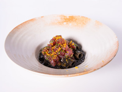 Chef Carolina Diaz's signature dish - Il Nascondiglio del Tonno (Tuna Hideout) mezze maniche rigate with tuna and roasted red pepper sauce.
