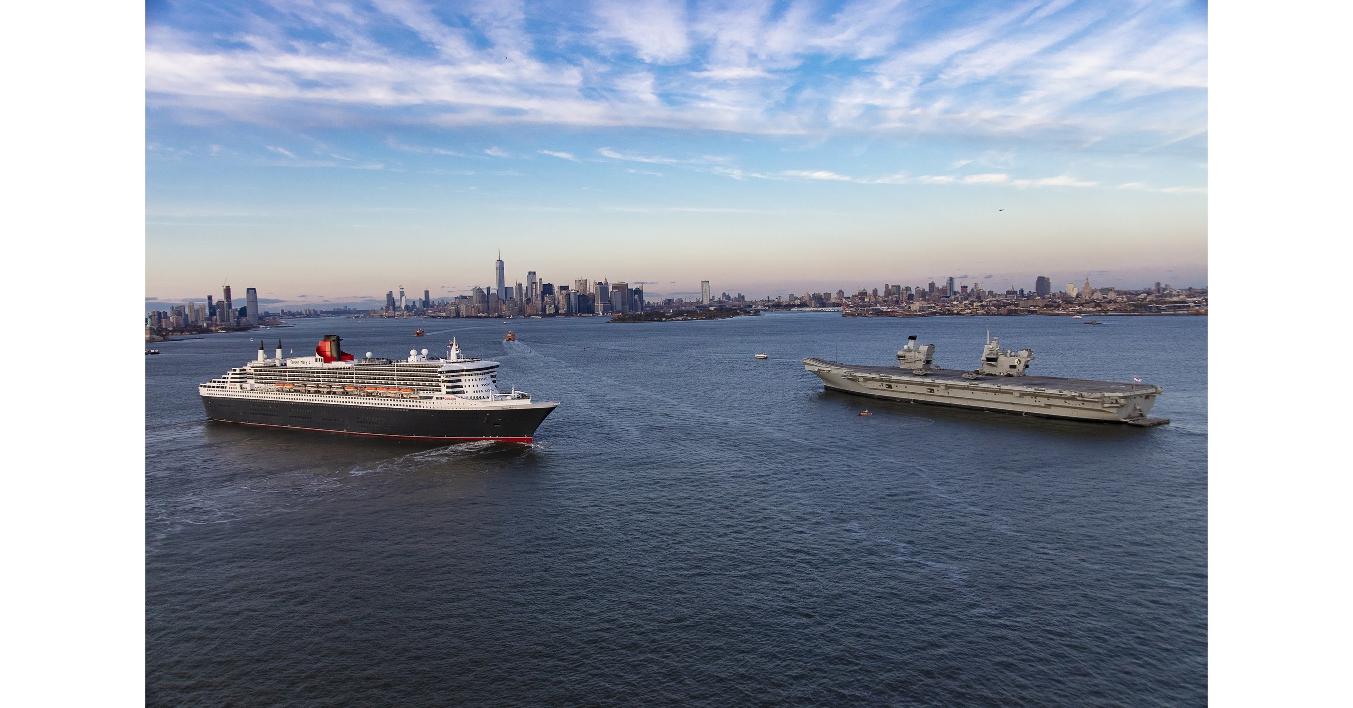 Iconic Vessels Queen Mary 2 And Hms Queen Elizabeth Meet For Royal Reception In New York Harbor
