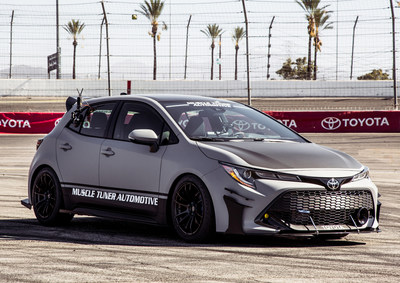Part of Toyota’s Battle of the Shops, Latino builder Alex Molina and Muscle Tuner Automotive built a tribute to the AE86 Corolla. This car sports a custom graphics scheme with visual cues taken from that classic car, in addition to performance upgrades that include a prototype suspension and nitrous oxide injection and hand-made aluminum aero components.