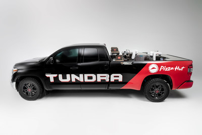 Toyota collaborated with its Plano, Texas, neighbor, Pizza Hut, and Nachi Robotic Systems to create an automated pizza-making vehicle. The Tundra PIE Pro is built to run entirely on a hydrogen fuel cell electric power unit adapted from the Toyota Mirai, which both drives the vehicle forward and powers the self-contained “Kitchen” built into the truck’s bed.
