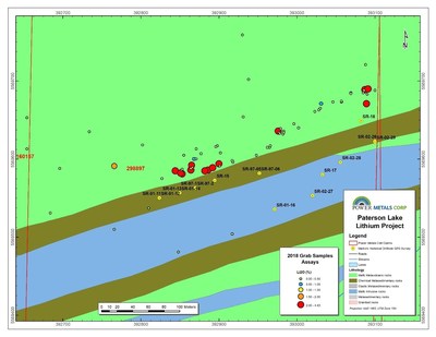 Figure 3 Trimble DGPS survey of historic drill hole collars at Marko’s pegmatite, Paterson Lake Property. (CNW Group/POWER METALS CORP)