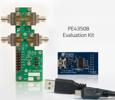 The pSemi PE43508 is the world’s first single-chip SOI DSA to support the entire 9 kHz to 55 GHz frequency range. The pSemi PE43508 is the world’s first single-chip SOI DSA to support the entire 9 kHz to 55 GHz frequency range.