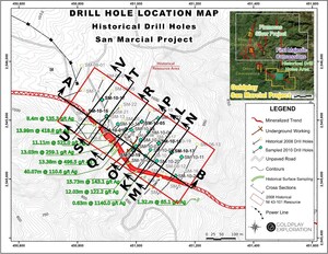 Goldplay continues to intercept new silver-lead-zinc-gold mineralization from sampling of historical core at San Marcial; including 23 meters @ 160 gpt AgEq
