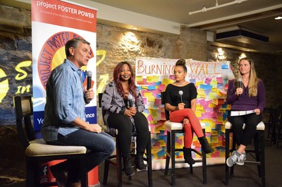 Tennyson Center CEO Ned Breslin with three members of Project Foster Power, discussing ways to "stand in the gap" with Colorado children and families experiencing - or at risk of experiencing - abuse, neglect or trauma.