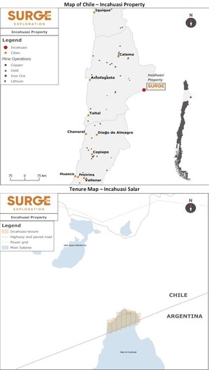 Surge Exploration Enters Into MOU for an Option to Acquire Incahuasi Lithium Project in the Antofagasta Region of Chile