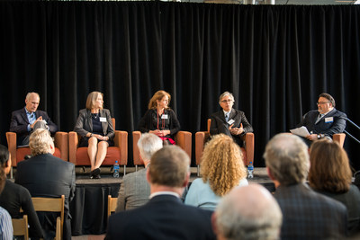 A panel of scientists from CHOP and Penn Medicine discuss the history and prospects of cell and gene therapy. From left: Drs. Carl June, Beverly Davidson, Jean Bennett, Stefano Rivella and Bryan Wolf. credit: Children's Hospital of Philadelphia