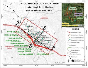Goldplay reports high-grade silver-lead-zinc-gold mineralization from sampling of a re-opened historical tunnel at San Marcial; including 13 meters @ 1,048 gpt AgEq