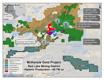 McKenzie Gold Project, Red Lake Mining District Historic Production ~29.7M oz (CNW Group/Enforcer Gold)