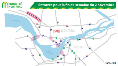 Entraves pour la fin de semaine du 2 novembre (Groupe CNW/Ministre des Transports)