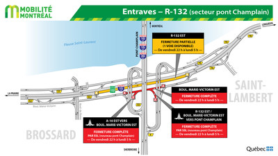 Entraves - R-132 (secteur pont Champlain) (Groupe CNW/Ministre des Transports)