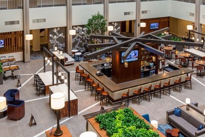 Significant renovations have been completed at the Embassy Suites Cincinnati, including the rebuilt atrium (pictured). (CNW Group/American Hotel Income Properties REIT LP)