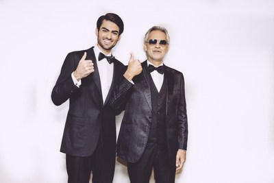 Andrea Bocelli debuts at No. 1 on Billboard Chart, his first-ever #1 record. Pictured here with his son Matteo, who duets with him on 