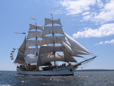 Bluenose II will be joined by Picton Castle, a square-rigged barque that is half way through its 7th trip around the world. (CNW Group/Water's Edge Festivals & Events)