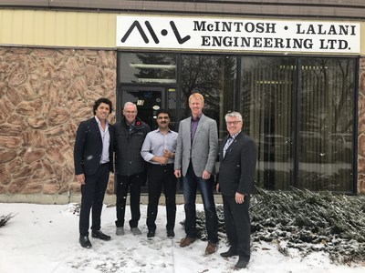 (From left to right) Tewfik Atia, MBA, CPA, CMA, VPO Western Canada and Ontario, Sandy McIntosh, P. Eng., Director Expertise, Nazim Lalani, P. Eng., Department Director, Calgary, Marty Ward, P. Eng., Director Engineering and Stephen Montminy, Eng., Copresident. (CNW Group/Englobe)