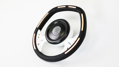 Techniplas's illuminated steering wheel concept incorporates smart lighting and 3D printed electronics by Nano Dimension