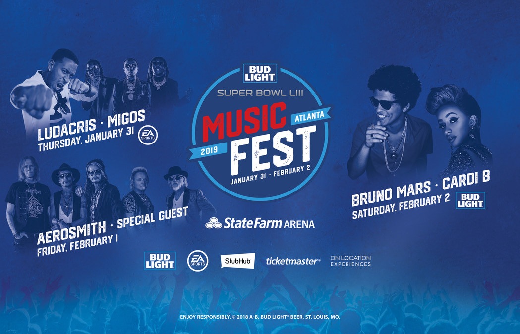 Super Bowl - Announcing the first artists for the Bud Light #SBLIII Music  Fest. Thursday night 1/31, EA SPORTS Bowl reps for ATL with Ludacris,  Migos, Lil Yachty, Lil Baby, Metro Boomin