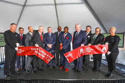 Ceremoniously cutting the ribbon to open the Axalta Global Innovation Center are (l to r): Rob Ferris, Vice President, Corporate Affairs, Axalta; Barry Snyder, Senior Vice President and Chief Technology Officer, Axalta; Robert Bryant, Interim Chief Executive Officer, Axalta; Jim Kenney, Mayor, City of Philadelphia; U.S. Representative Dwight Evans (PA-D); Councilman Kenyatta Johnson (2nd District), Philadelphia City Council; John Grady, President, Philadelphia Industrial Development Corporation; John Gattuso, Senior Vice President and Regional Director, Liberty Property Trust and Councilman Allan Domb, (At-Large), Philadelphia City Council.