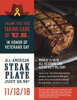 Black Angus Steakhouse Honors Veterans with an All-American Steak Plate for Just $9.99