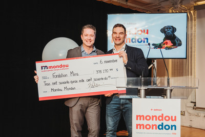 Mondou Mondon Mira 375 000$ - DG Mondou M. Deschenes et DG M. St-Pierre (Groupe CNW/Mondou)
