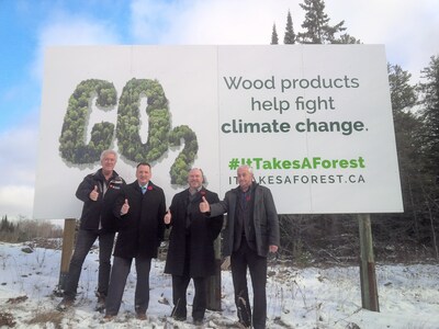 From Left to Right: Rob Keen, Minister Greg Rickford, Erik Holmstrom and Dave Canfield. (CNW Group/Forests Ontario)