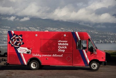 Purolator’s new Mobile Quick Stop service – the first of its kind in Canada – operates as a convenient package pickup spot for customers, Monday to Friday from 3 to 8 p.m. Metro Vancouver locations: 3701 West Broadway, Vancouver; 11666 Steveston Hwy., Richmond; Coquitlam Centre and Big Bend Crossing, Burnaby (open Dec. 3). (CNW Group/Purolator Inc.)