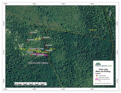 Figure 3 Location of drill hole collars for West Joe Dyke drill program, Case Lake Property. (CNW Group/POWER METALS CORP)