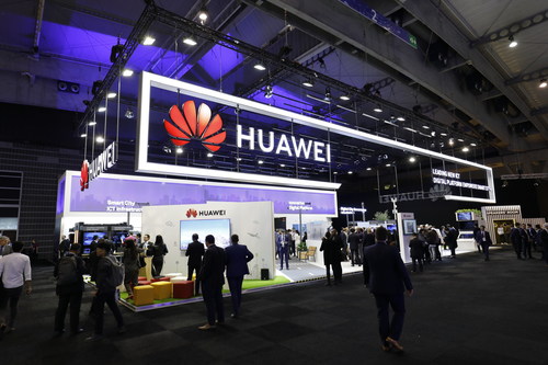 The Smart City Expo World Congress (SCEWC) 2018 is being held in Barcelona, Spain, the Huawei's booth is located above.
