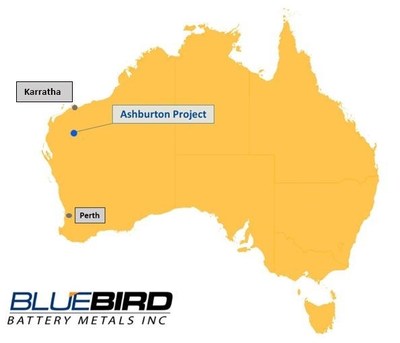 Figure 1 - Ashburton Project Location Map (CNW Group/Bluebird Battery Metals)
