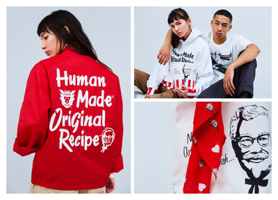 The Human Made x KFC Capsule Collection includes a Colonel shop jacket, 70s style racing jacket, hoodies, t-shirts and more ranging from $20 to $375.