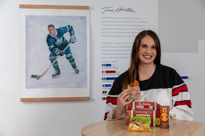 Tim Hortons has partnered with Team Canada hockey player Meaghan Mikkelson to launch its new kids menu– with Meaghan being a proud hockey mom and ambassador for the Timmies Minis™ program. (CNW Group/Tim Hortons)