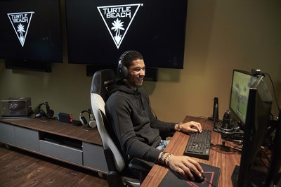 Laker Josh Hart looks for Victory Royales in his new Turtle Beach gaming room.