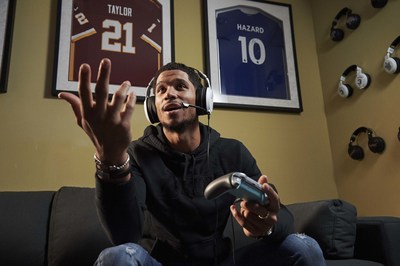 Laker Josh Hart games with his Turtle Beach Elite Pro 2 headset on PS4