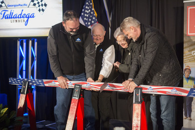 Today, Georgia-Pacific celebrated the official start of production at its newest lumber facility in Talladega, Alabama. The $100-million, 300,000-square-foot, technologically advanced plant currently employs more than 130 full-time people and will generate an estimated $5 million in annual payroll. L-R: Fritz Mason, vice president and general manager, Georgia-Pacific Lumber; Talladega Mayor Jerry Cooper; Honorable Governor Kay Ivey; Christian Fischer, Georgia-Pacific president and CEO. Today, Georgia-Pacific celebrated the official start of production at its newest lumber facility in Talladega, Alabama. The $100-million, 300,000-square-foot, technologically advanced plant currently employs more than 130 full-time people and will generate an estimated $5 million in annual payroll. L-R: Fritz Mason, vice president and general manager, Georgia-Pacific Lumber; Talladega Mayor Jerry Cooper; Honorable Governor Kay Ivey; Christian Fischer, Georgia-Pacific president and CEO.