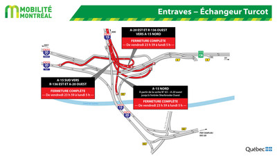 Entraves – Échangeur Turcot (Groupe CNW/Ministère des Transports)