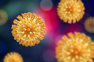 HIV AIDS viruses on colorful background. 3D illustration