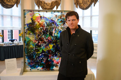 Fifth generation Charleston artist Stephen Elliott Webb with Abstract Expressions, a piece inspired by the Van Gogh Vodka brand. Photo by Jeff Gentner/Getty Images for Van Gogh Vodka.