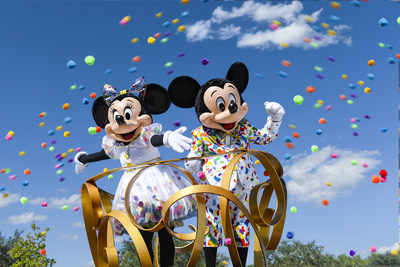 Mickey Mouse and Minnie Mouse don new outfits bursting with color to commemorate 90 years of magic in celebrations across Disney Parks. Beginning in January 2019 at the Disneyland Resort in Anaheim, Calif., guests are invited to Get Your Ears On – A Mickey and Minnie Celebration. The special party will feature new entertainment and décor at Disneyland park, plus limited-time food and beverage offerings and festive merchandise available throughout the resort. (Disney)