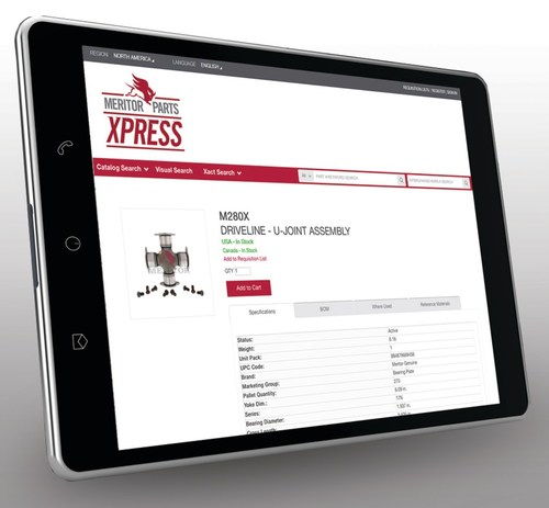 Meritor's enhancements to its MeritorPartsXpress.com e-commerce platform improve search functionality for more than 100,000 aftermarket products and offer new self-service tools.