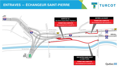 Entraves − Échangeur Saint-Pierre (Groupe CNW/Ministère des Transports)