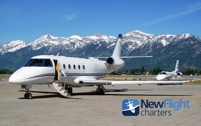 New Flight Charters Gulfstream G100 charter ready for departure from Jackson Hole Airport.