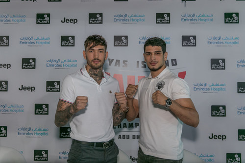 FACE OFF! World Number 9 Jake ‘Pretty Boy’ Purdy (left) squares up to World Number 7 Yousef ‘The Terminator’ Boughanem (PRNewsfoto/Flash Entertainment)