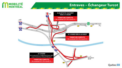 Entraves – Échangeur Turcot (Groupe CNW/Ministère des Transports)