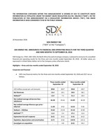 SDX Energy Inc. Announces Its Financial and Operating Results for the Third Quarter and Nine Months to September 30, 2018