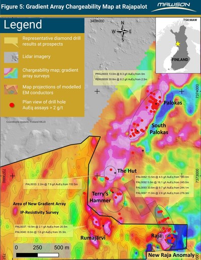 Figure 5: Gradient Array Chargeability Map at Rajapalot (CNW Group/Mawson Resources Ltd.)