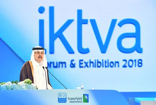 Saudi Aramco CEO Amin Nasser addressing 2018 IKTVA Forum in Dammam (PRNewsfoto/Saudi Aramco)